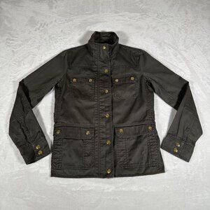 J.Crew Military Jacket Women XS Green Relaxed Boyfriend Field Full Zip Snap